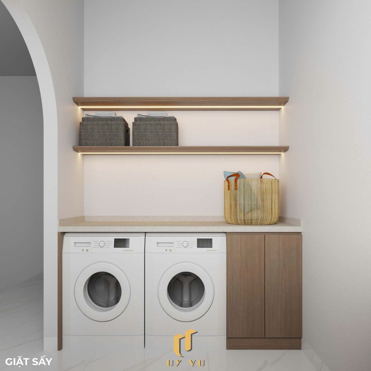Nhà phố hiện đại - Khoảng sống mở, chạm đến sự thư thái mỗi ngày Khu vực giặt sấy nhà dì Hà