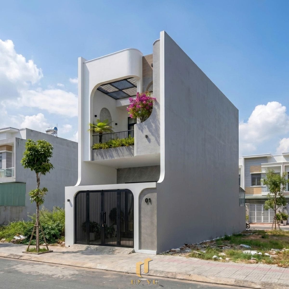 Nhà phố hiện đại - Khoảng sống mở, chạm đến sự thư thái mỗi ngày Phối cảnh mặt tiền nhà dì Hà