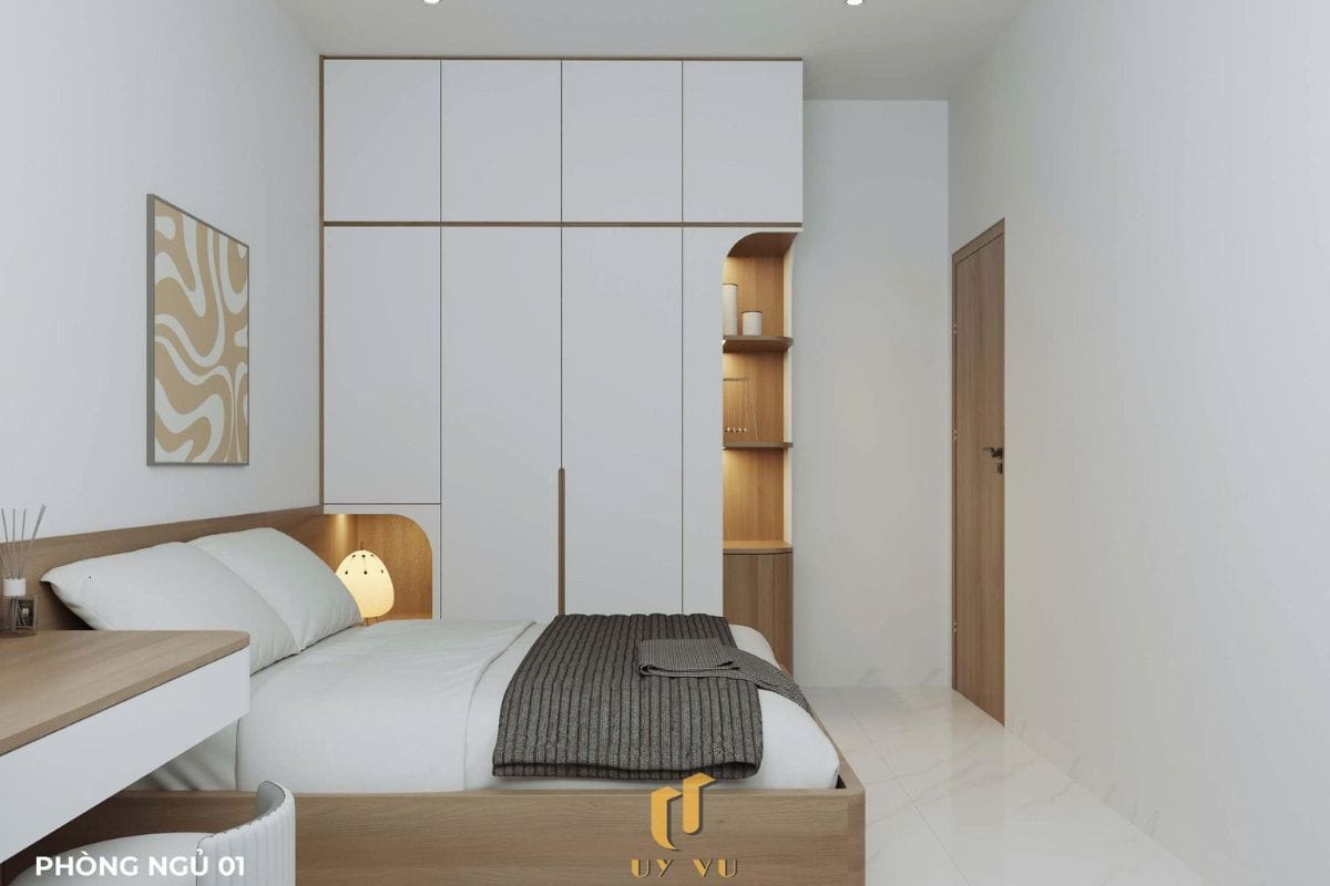 Nhà phố hiện đại - Khoảng sống mở, chạm đến sự thư thái mỗi ngày Phòng ngủ 01 tối giản nhà dì Hà