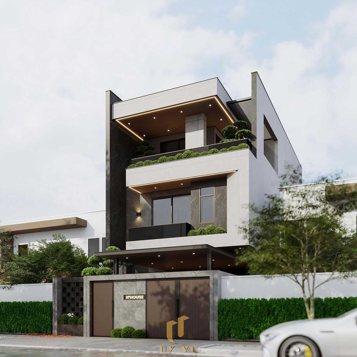 Hiện đại và tinh tế với biệt thự nhà chị Ly - Đà Nẵng Phối cảnh mặt tiền nhà chị Ly Đà Nẵng