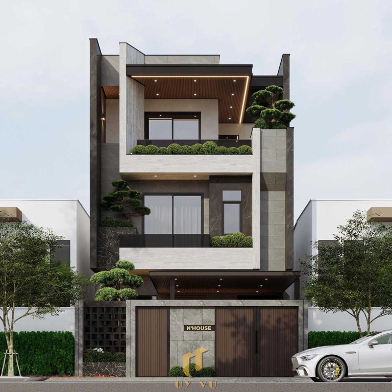 THIẾT KẾ BIỆT THỰ Phối cảnh mặt tiền nhà chị Xuân