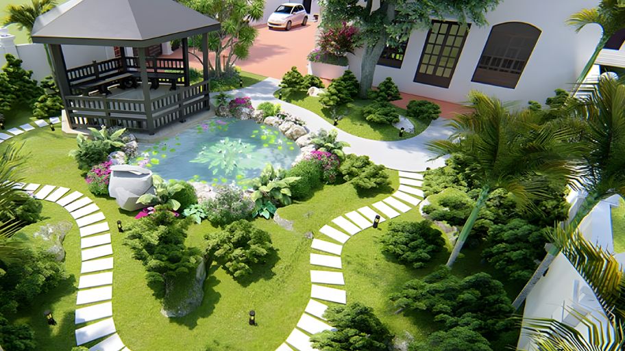 Điểm danh top 5 mẫu thiết kế tiểu cảnh trước nhà đẹp mê ly Mẫu tiểu cảnh sân vườn trước nhà biệt thự