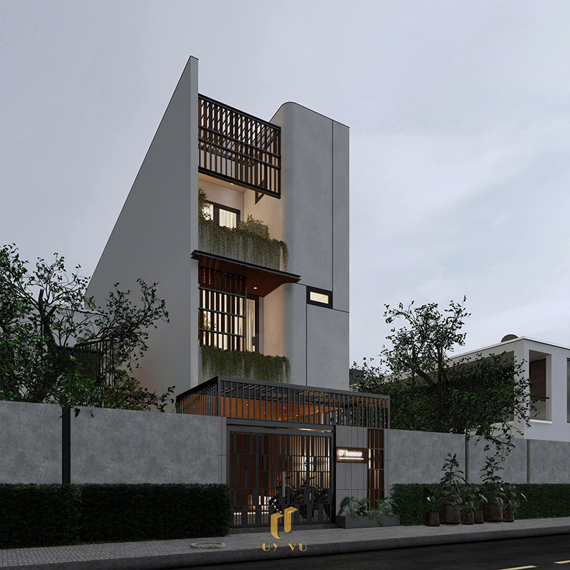 D’ House – Không gian sống hiện đại giữa lòng Đà Nẵng Phối cảnh mặt tiền nhà D'House