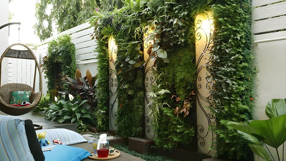 Thiết kế lối đi bên hông nhà bằng cách trang trí tường rào