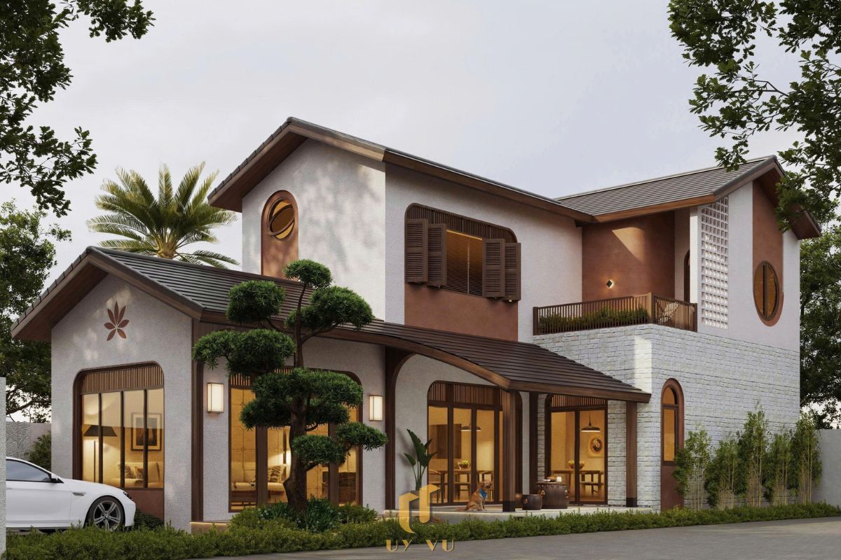 Biệt Thự Chị Yến – Thiết Kế Độc Đáo Mang Hơi Thở Thiên Nhiên Mặt tiền biệt thự chị Yến - An Giang