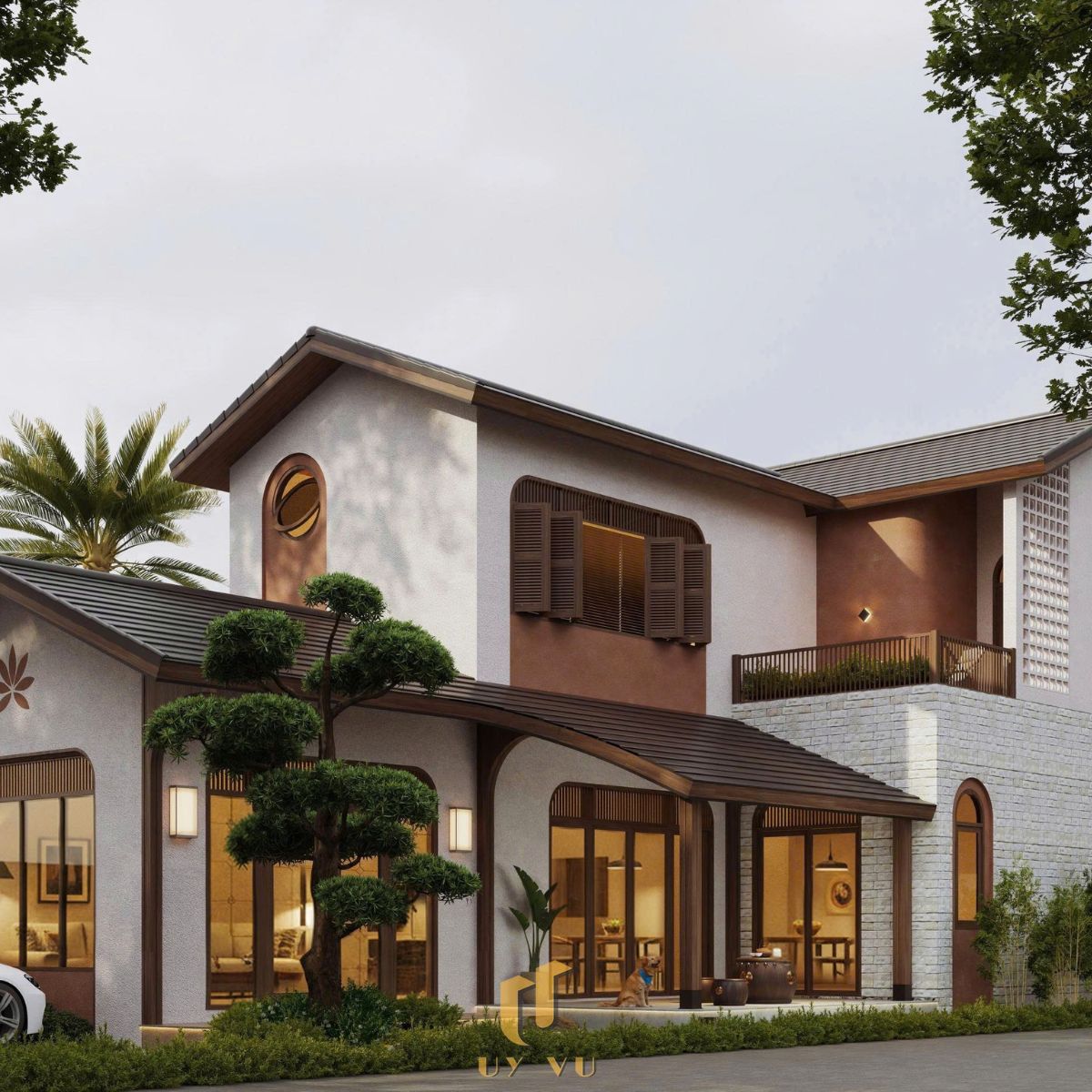 Phối cảnh mặt tiền biệt thự chị Yến tại An Giang