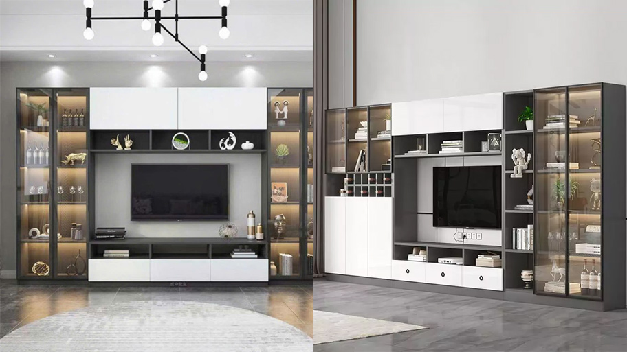 Kệ tivi kết hợp tủ trưng bày