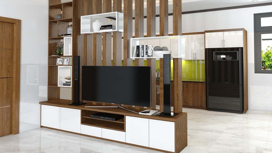 Kệ tivi liền vách trang trí