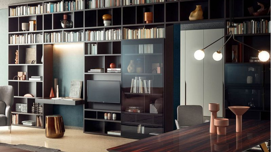 Kệ tivi tích hợp kệ sách kiểu dạng độc đáo