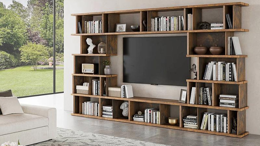 Kệ tivi tích hợp kệ sách