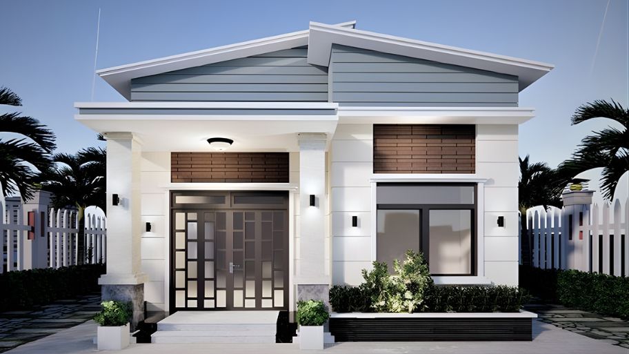 Mẫu nhà mái lệch phong cách cổ điển