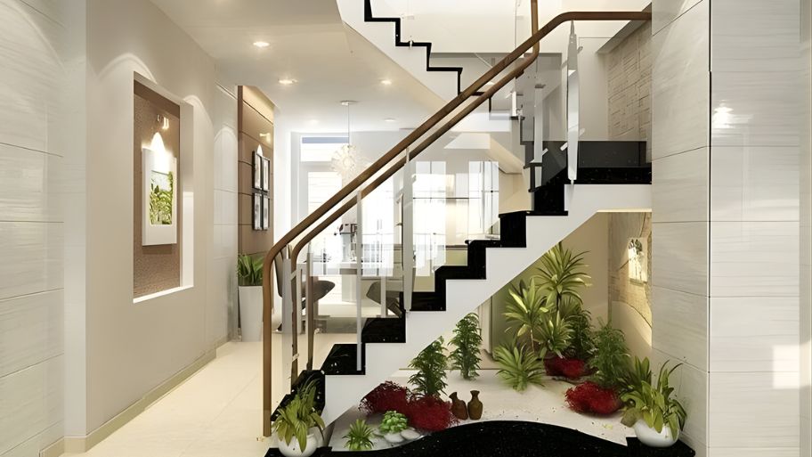 Kiểu cầu thang chữ L phù hợp nhà nhỏ 3m