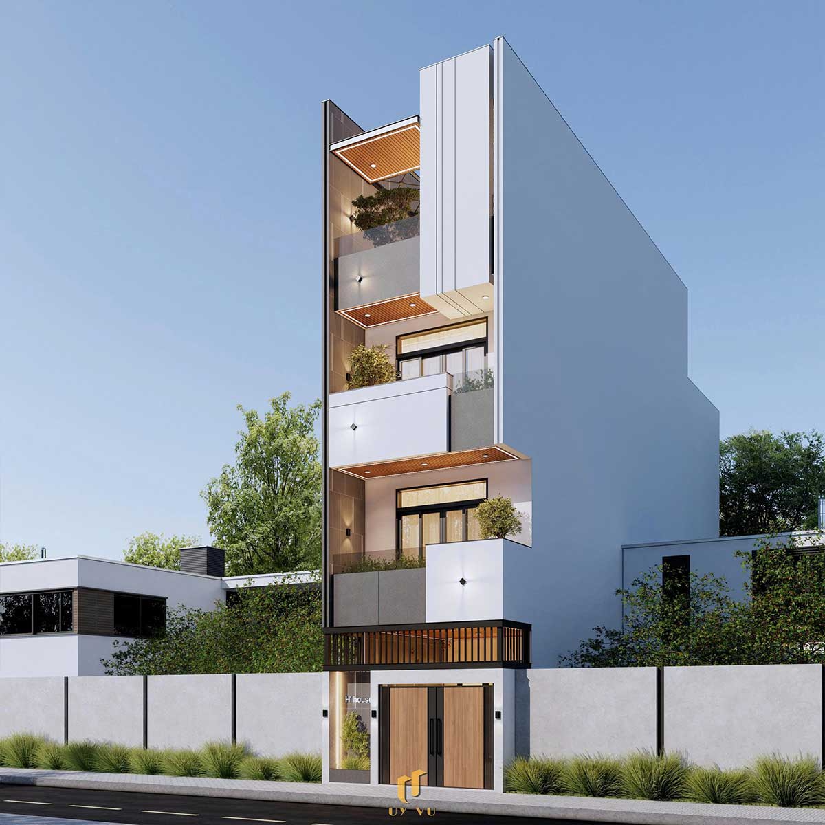 Nổi bật với căn hộ hiện đại, nổi bật tinh tế anh Hiếu - Đà Nẵng Mặt tiền phối cảnh nhà anh Hiếu