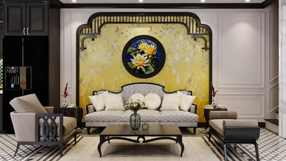 Mẫu phòng khách phong cách Indochine