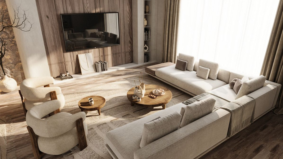 Mẫu phòng khách phong cách Japandi đẹp cuốn hút