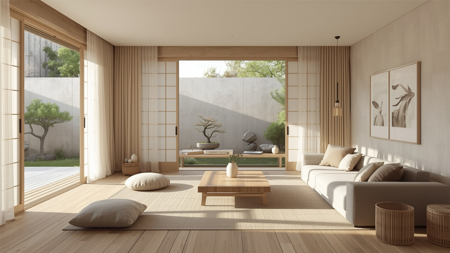 Mẫu phòng khách phong cách Japandi đẹp mê hồn