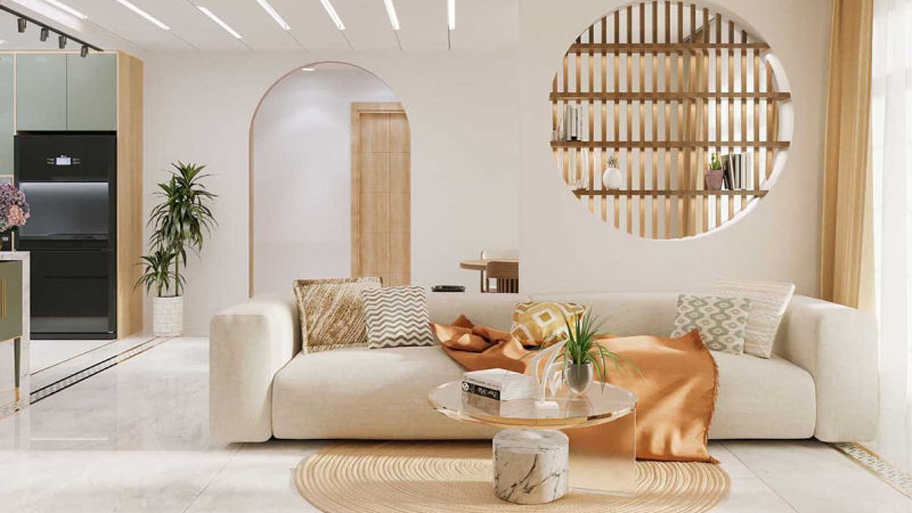 Mẫu phòng khách phong cách Japandi