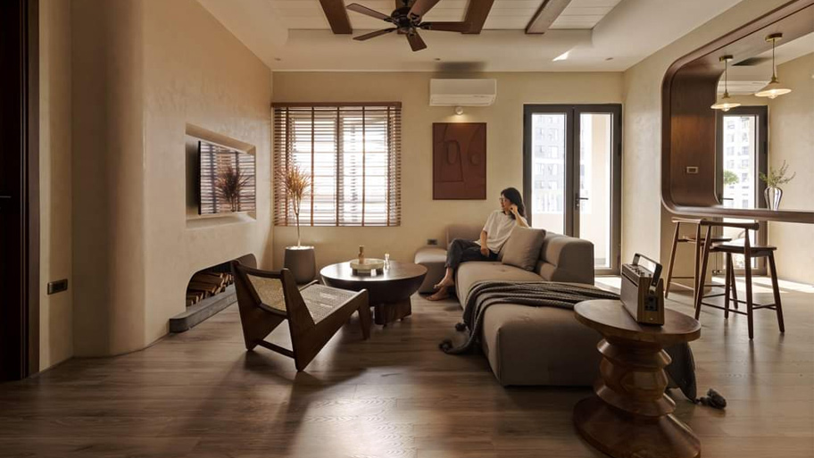 Mẫu phòng khách thiết kế theo phong cách Wabi Sabi