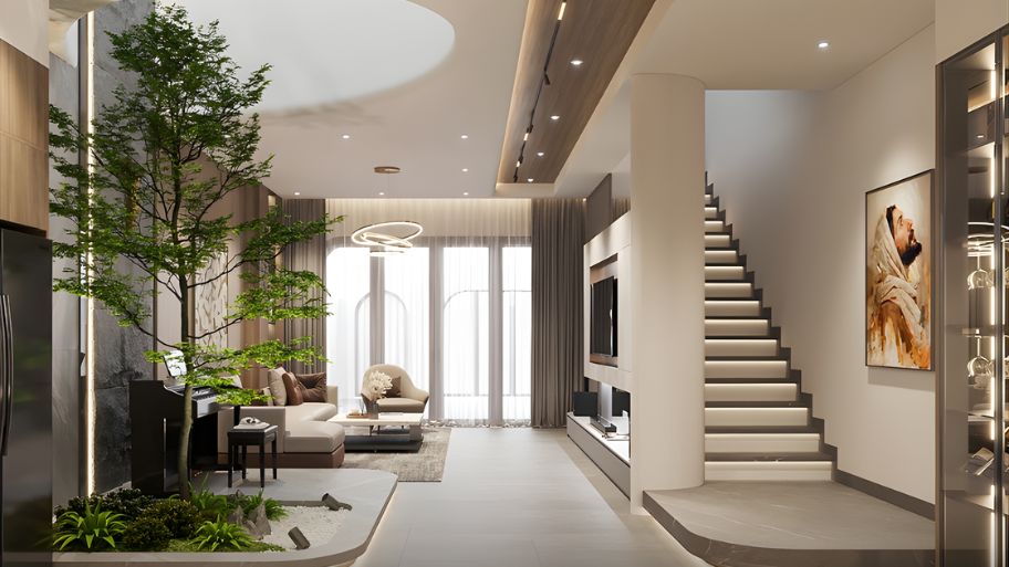 Khám phá xu hướng thiết kế nhà có cầu thang dọc độc đáo hiện nay Mẫu thiết cầu thang dọc nhà ống 4m