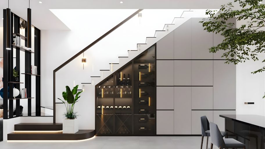 Khám phá xu hướng thiết kế nhà có cầu thang dọc độc đáo hiện nay Mẫu thiết kế nhà cầu thang dọc nhà ống 5m