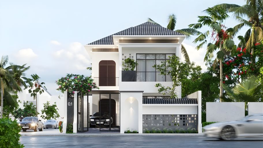 Biến góc phố thành không gian sống lý tưởng với thiết kế nhà lô góc đẹp Mẫu thiết kế nhà lô góc đẹp mái Thái