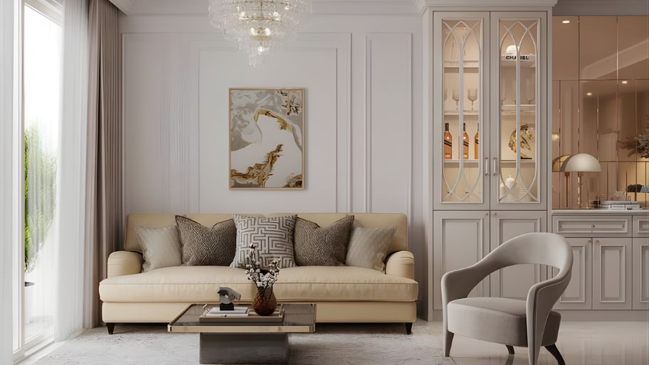 Mẫu thiết kế nội thất nhà ống 4 tầng phong cách tân cổ điển