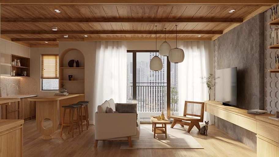 Nội thất phù hợp phòng khách phong cách Japandi