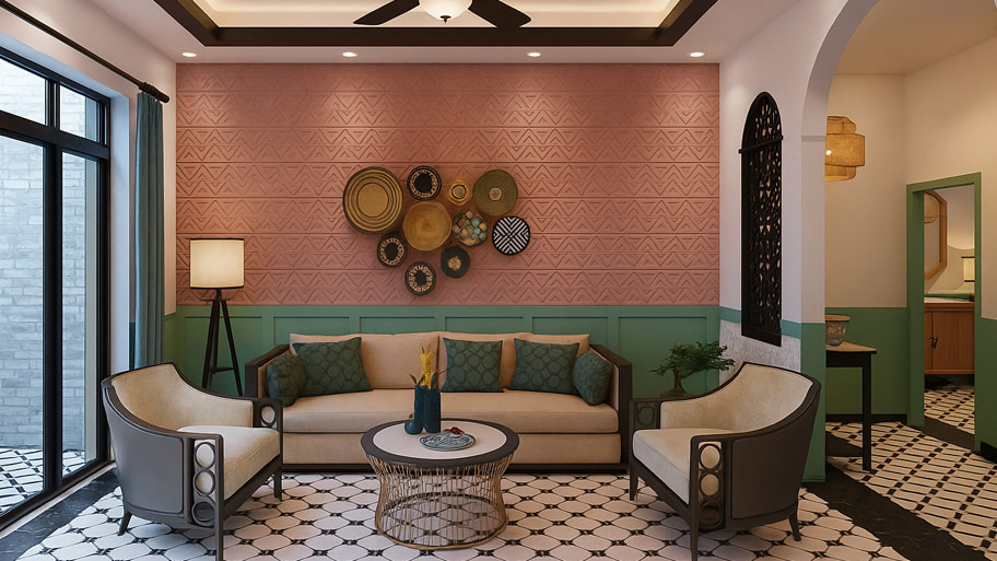 Nội thất phù hợp với phòng khách phong cách Indochine