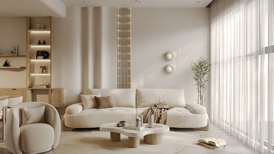 Phòng khách phong cách Japandi đẹp độc đáo