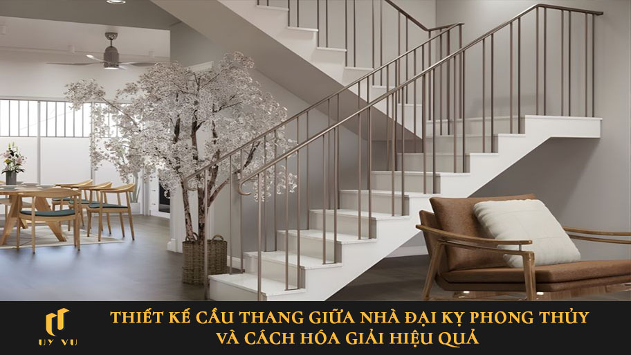 Thiết kế cầu thang giữa nhà