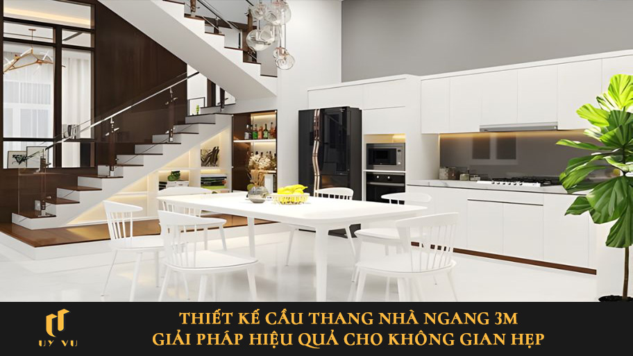 Thiết kế cầu thang nhà ngang 3m