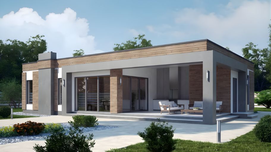 Thiết kế nhà mái bằng tối giản