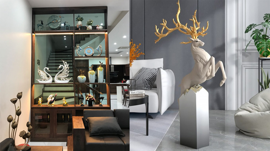 Danh sách đồ trang trí phòng khách giúp nâng cấp không gian sống ngay lập tức Tượng decor phù hợp cho phòng khách