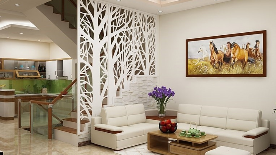 Vách ngắn phòng khách bằng nhựa