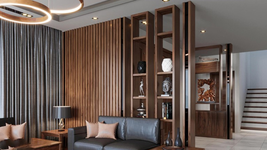 Vách ngăn phòng khách đang cố định