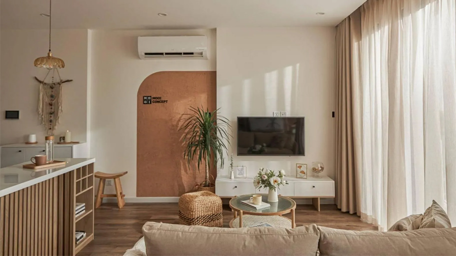 Vật liệu phù hợp phòng khách phong cách Japandi