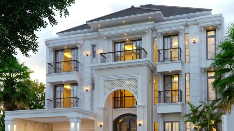 Ban công là không gian thư giãn ngoài trời lý tưởng của biệt thự tân cổ điển.