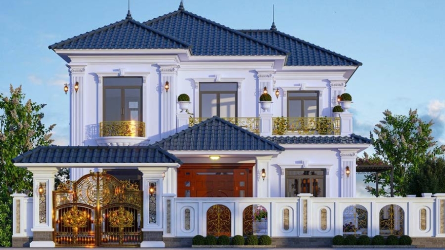 Biệt thự tân cổ điển 2 tầng mang vẻ đẹp bền vững theo thời gian.