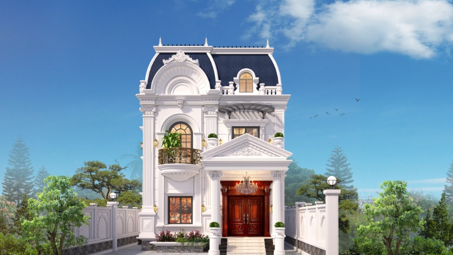 Biệt thự tân cổ điển 2 tầng phù hợp nhiều quy mô đất nhờ kiến trúc linh hoạt.