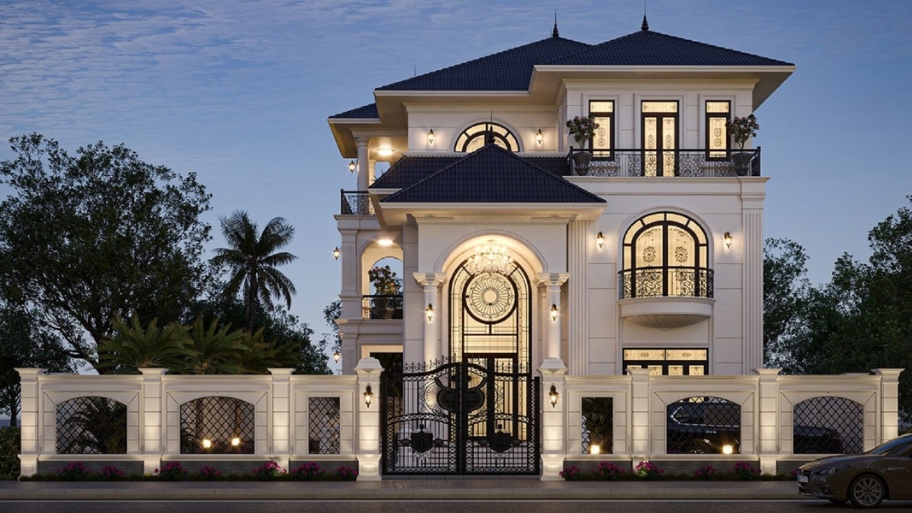 Biệt thự tân cổ điển 3 tầng thể hiện rõ nét sự sang trọng và đẳng cấp.