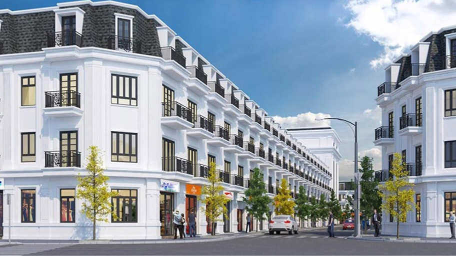 Biệt thự tân cổ điển liền kề nổi bật nhờ mặt tiền được xử lý tinh tế.