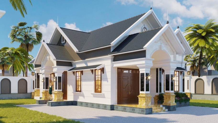 Biệt thự tân cổ điển mái Thái phù hợp điều kiện khí hậu nóng ẩm tại Việt Nam.