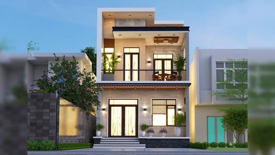 Gợi ý 7 mẫu thiết kế nhà 1 trệt 1 lầu 7x15 đẹp, tối ưu công năng Mẫu nhà 1 trệt 1 lầu 7x15 có sân vườn thoáng đãng