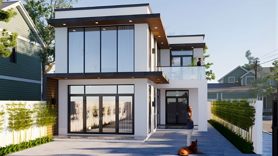 Gợi ý 7 mẫu thiết kế nhà 1 trệt 1 lầu 7x15 đẹp, tối ưu công năng Mẫu nhà 1 trệt 1 lầu 7x15 phong cách hiện đại