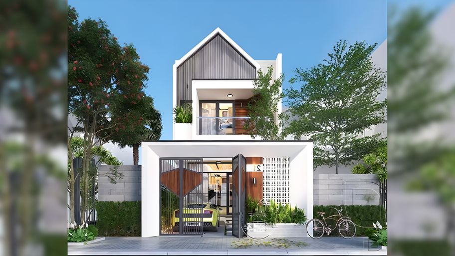 Mẫu thiết kế nhà 1 trệt 1 lầu 5x16m tích hợp không gian xanh