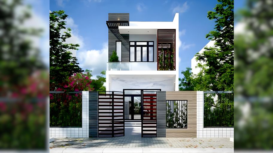 Mẫu thiết kế nhà 1 trệt 1 lầu 5x18m mái bằng