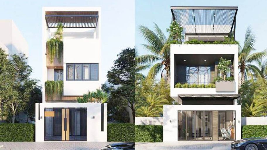 Mẫu thiết kế nhà 1 trệt 1 lầu 6x15 mái bằng có sân thượng