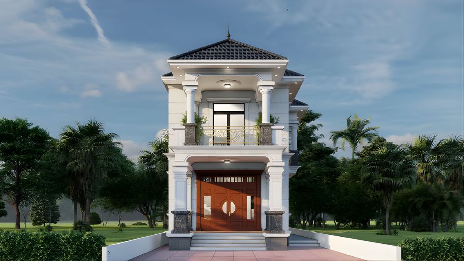 Mẫu thiết kế nhà 1 trệt 1 lầu 6x15 phong cách mái Nhật