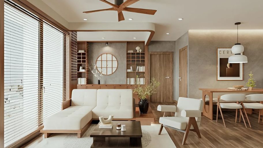 Mẫu thiết kế nội thất nhà ống phong cách Japandi