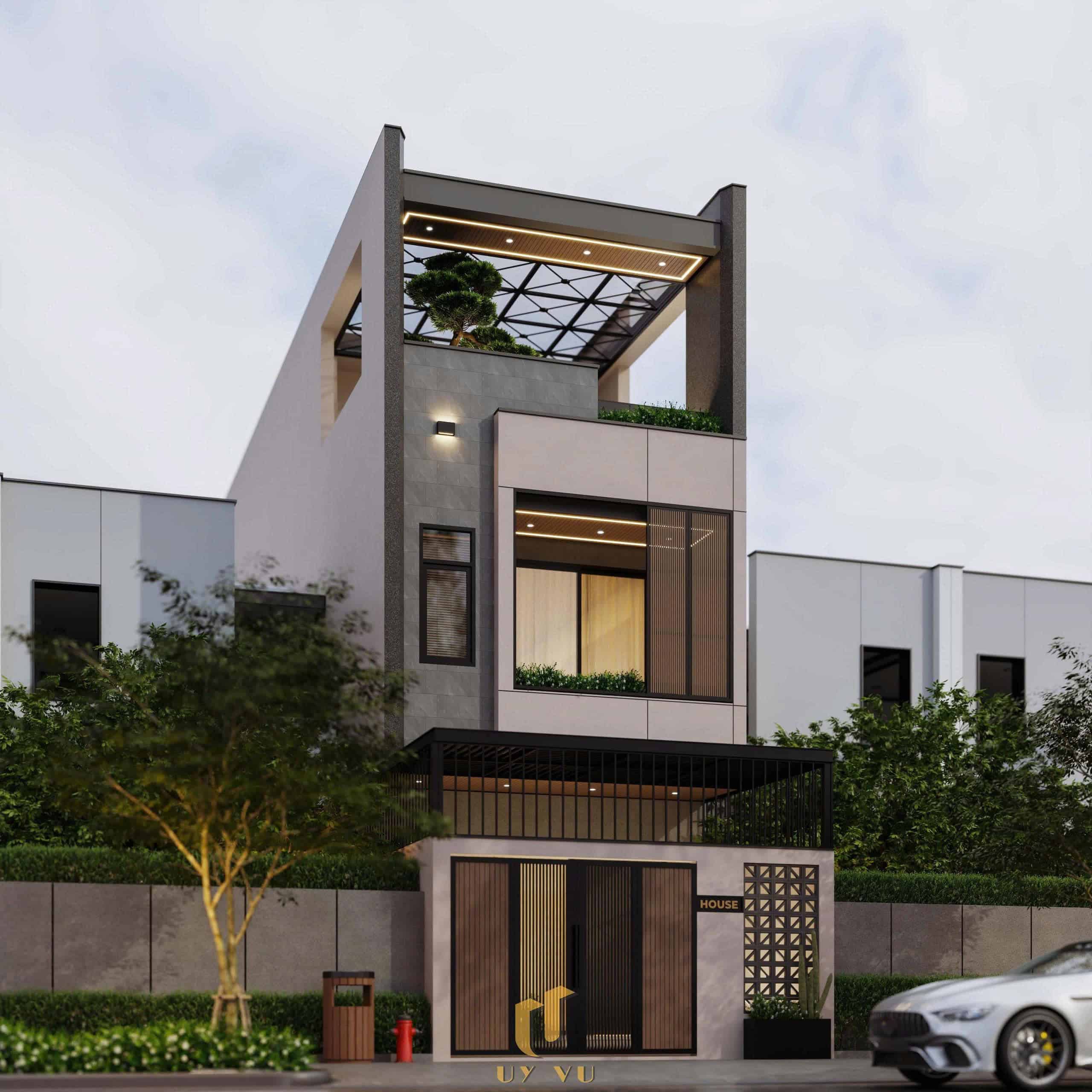 Không gian sống lý tưởng giữa đô thị: Sáng – Thoáng – Xanh Phối cảnh mặt tiền nhà anh Tuấn Anh Đà Nẵng